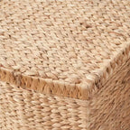 26"x19"x14" Malle rectangulaire en jacinthe d'eau tressée marron naturel : Coffre de rangement, cadre en fer