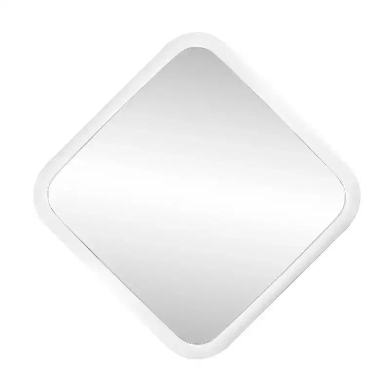 Miroir mural carré encadré blanc : 16,5 po en polyuréthane moderne, aucun assemblage requis