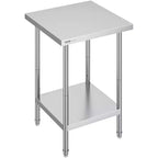 VEVOR Stainless Steel Prep Table, 24 x 24 x 34 Inch, 700 lbs Load Capacity, Heavy Duty Metal Worktable with 3 Adjustable Height Levels
