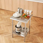 Table de préparation en acier inoxydable, 24 x 24 x 34 pouces, capacité de charge de 700 livres, établi métallique robuste avec 3 niveaux de hauteur réglables