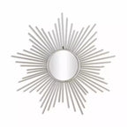HomeRoots 32 Silver Metal Sunburst Framed Accent Mirror