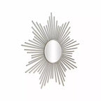 Miroir décoratif soleil en métal argenté de 32 pouces