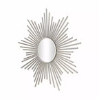 Miroir décoratif soleil en métal argenté de 32 pouces