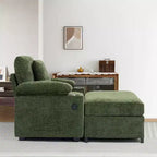 Fauteuil surdimensionné avec repose-pieds, fauteuil lounge confortable en tissu chenille, avec porte-gobelet et port USB.