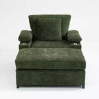 Fauteuil surdimensionné avec repose-pieds, fauteuil lounge confortable en tissu chenille, avec porte-gobelet et port USB.