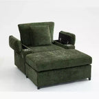 Fauteuil surdimensionné avec repose-pieds, fauteuil lounge confortable en tissu chenille, avec porte-gobelet et port USB.