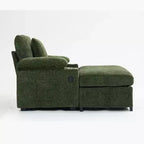 Fauteuil surdimensionné avec repose-pieds, fauteuil lounge confortable en tissu chenille, avec porte-gobelet et port USB.