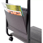 Seville Classics Rustic Ashwood C-Shaped End Table with Side Pocket Storage