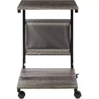 Table d'appoint rustique en frêne, en forme de C, avec rangement latéral intégré