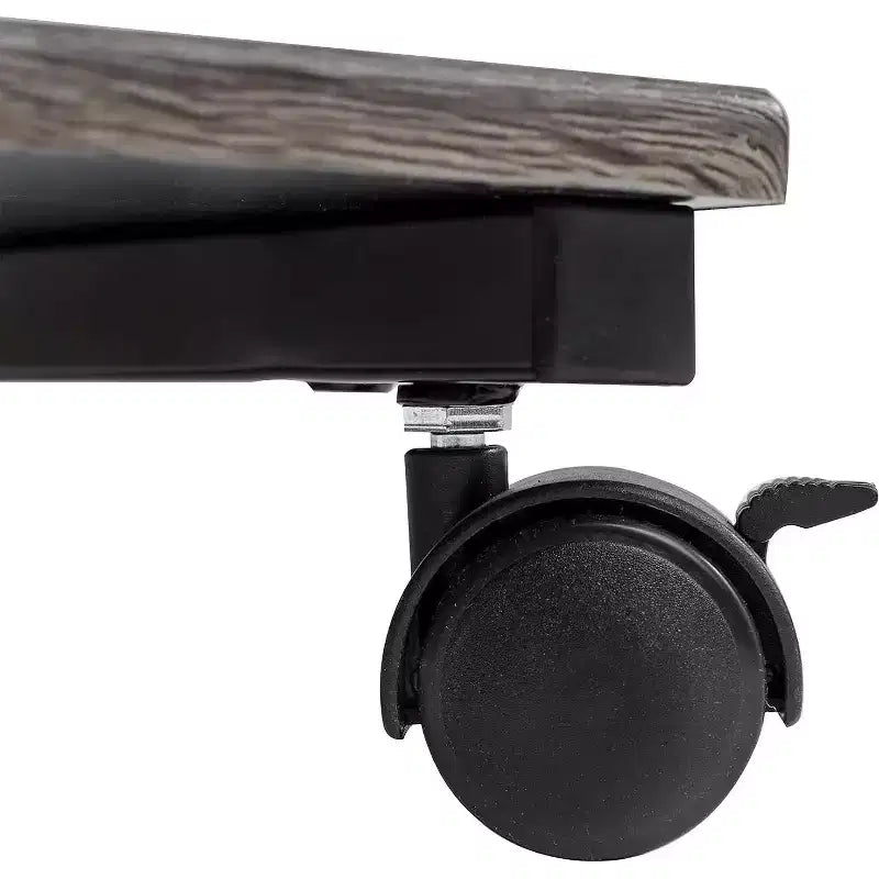 Table d'appoint rustique en frêne, en forme de C, avec rangement latéral intégré
