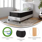 Matelas hybride de 30 cm (12 pouces), mousse rafraîchissante haute densité et ressorts ensachés individuellement, blanc/noir.