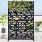 Jardinière en métal noir 72 H47W avec treillis brise-vue pour patio, jardin et balcons de café