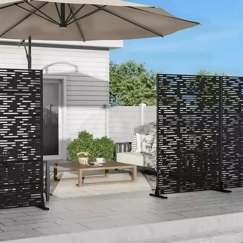 Jardinière en métal noir 72 H47W avec treillis brise-vue pour patio, jardin et balcons de café