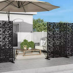 Jardinière en métal noir 72 H47W avec treillis brise-vue pour patio, jardin et balcons de café