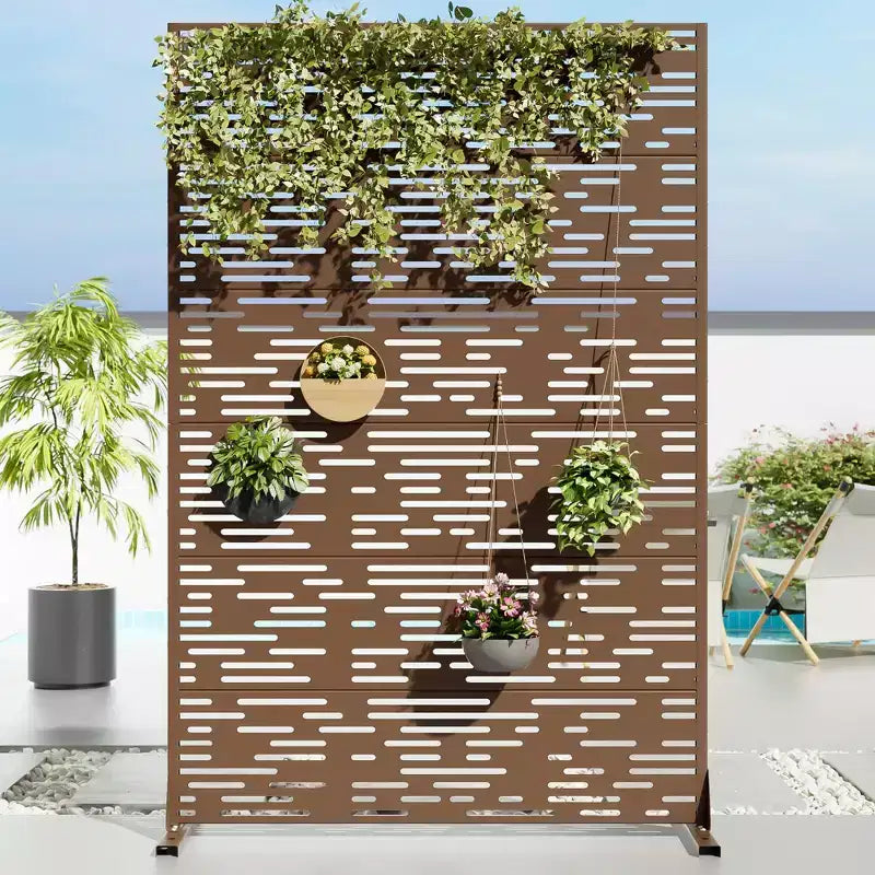 Jardinière en métal noir 72 H47W avec treillis brise-vue pour patio, jardin et balcons de café