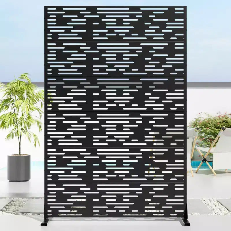 Jardinière en métal noir 72 H47W avec treillis brise-vue pour patio, jardin et balcons de café