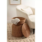 Table d'appoint en rotin de chaume