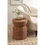 Table d'appoint en rotin de chaume