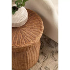 Table d'appoint en rotin de chaume