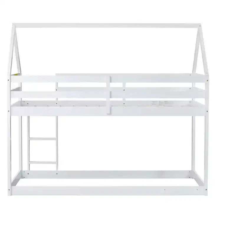 Lit superposé simple en bois d'hévéa, gris