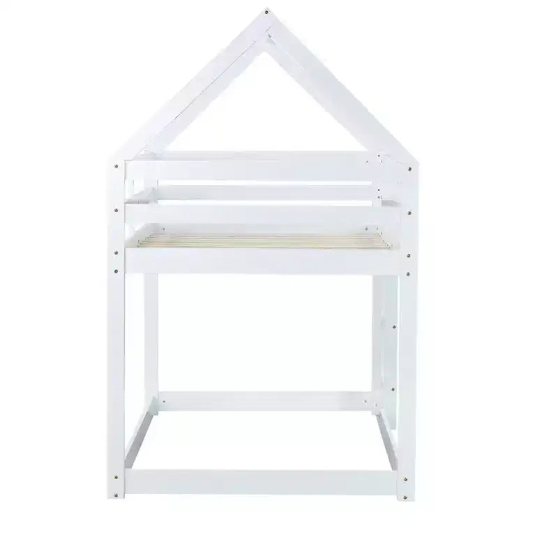 Lit superposé simple en bois d'hévéa, gris