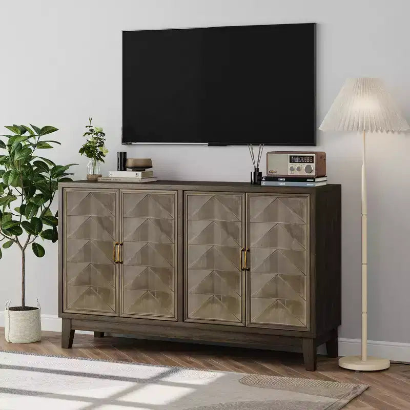 Armoire de rangement de 139,9 cm (55,12 po) de largeur avec 4 portes et étagères réglables