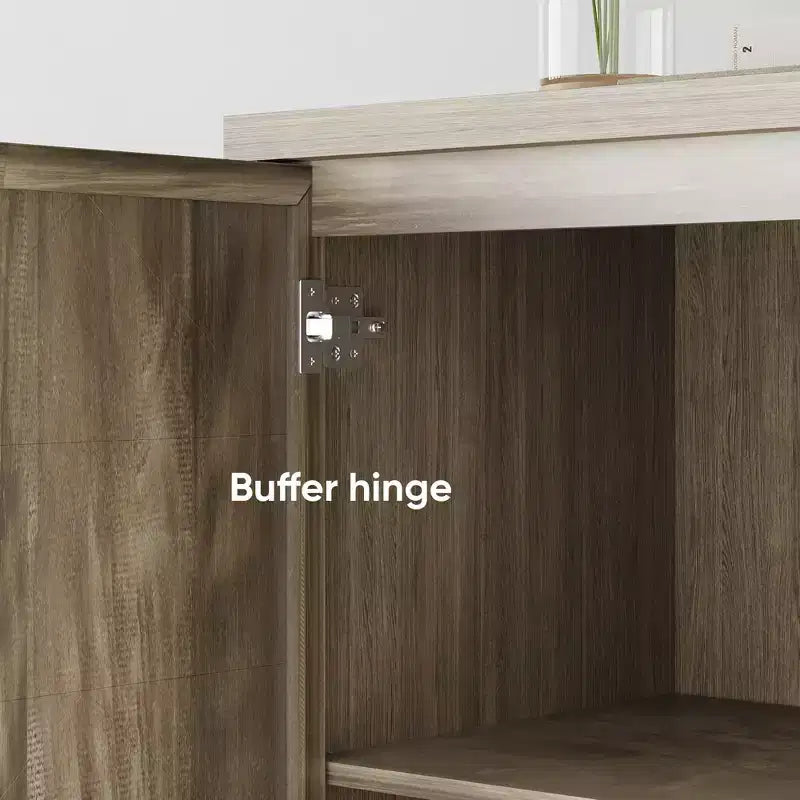 Armoire de rangement de 139,9 cm (55,12 po) de largeur avec 4 portes et étagères réglables