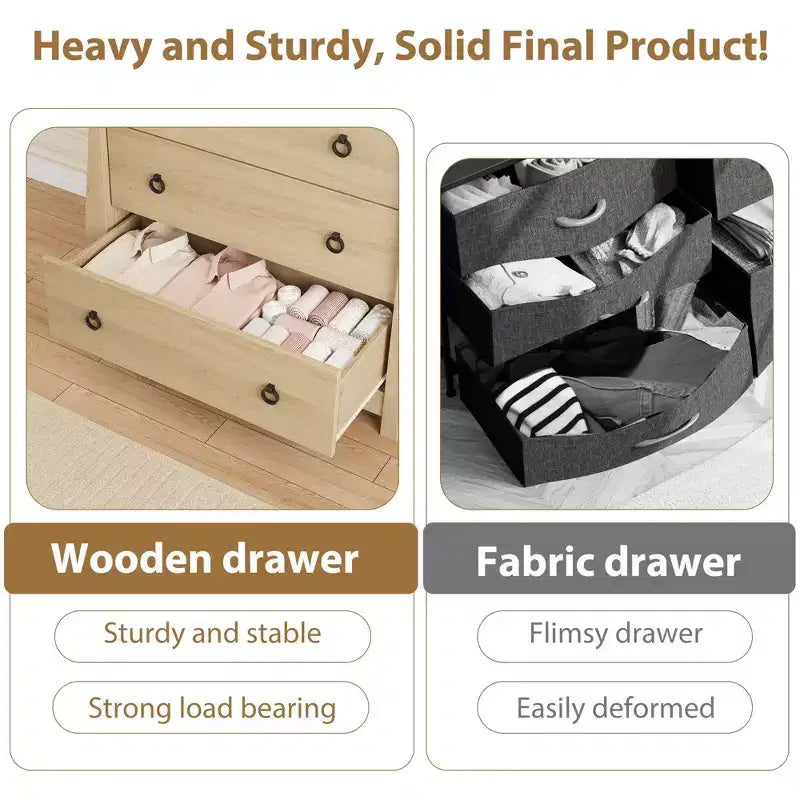 Commode à 3 tiroirs pour chambre à coucher, commode à tiroirs de 74,4 cm de haut avec rangement autonome, coffre de rangement en bois pour salon