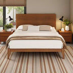 Merax Mid-Century Modern Bamboo Platform Bed with Headboard and Metal Support
