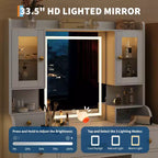 Coiffeuse avec miroir et lumières, 3 modes d'éclairage Grande table de maquillage avec station de charge Blanc