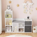 Étagère pour enfants à 4 niveaux Bibliothèque en bois Organisateur de jouets pour enfants Bibliothèque pour enfants avec 10 compartiments et 2 tiroirs Meuble de rangement pour enfants
