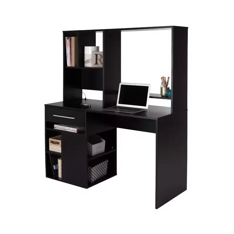 Bureau à domicile, noir pur, modèle annexe