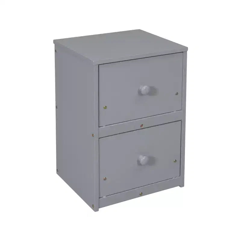 Lit mezzanine double en bois avec lit inférieur, bureau intégré, armoire de rangement à 2 tiroirs, barrières de sécurité, gris
