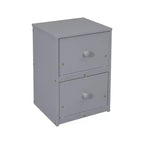 Lit mezzanine double en bois avec lit inférieur, bureau intégré, armoire de rangement à 2 tiroirs, barrières de sécurité, gris
