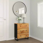 Bahut en bois d'acacia massif au charme industriel - Armoire spacieuse et plateau robuste pour la décoration intérieure