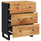 Bahut en bois d'acacia massif au charme industriel - Armoire spacieuse et plateau robuste pour la décoration intérieure