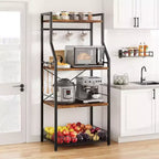 Kitchen Bakers Rack, Microwave Oven Stand with Large Wire Basket, Industrial Coffee Bar Station, 4-Tier Kitchen Utility Storage Shelf