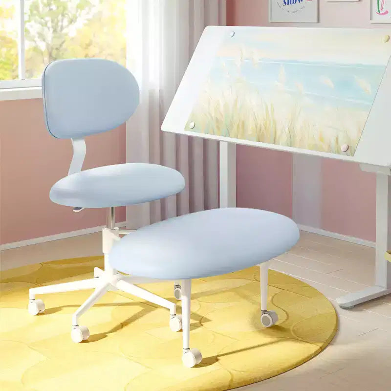 Chaise ergonomique en croix avec roulettes, chaise de bureau sans accoudoirs pour petits espaces, soutien dorsal amélioré, hauteur réglable