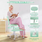 Chaise ergonomique en croix avec roulettes, chaise de bureau sans accoudoirs pour petits espaces, soutien dorsal amélioré, hauteur réglable