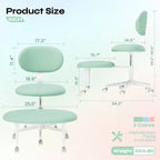 Chaise ergonomique en croix avec roulettes, chaise de bureau sans accoudoirs pour petits espaces, soutien dorsal amélioré, hauteur réglable
