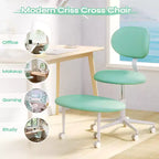 Chaise ergonomique en croix avec roulettes, chaise de bureau sans accoudoirs pour petits espaces, soutien dorsal amélioré, hauteur réglable