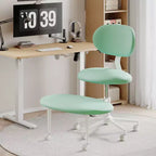 Chaise ergonomique en croix avec roulettes, chaise de bureau sans accoudoirs pour petits espaces, soutien dorsal amélioré, hauteur réglable