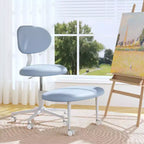 Chaise ergonomique en croix avec roulettes, chaise de bureau sans accoudoirs pour petits espaces, soutien dorsal amélioré, hauteur réglable