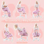 Chaise ergonomique en croix avec roulettes, chaise de bureau sans accoudoirs pour petits espaces, soutien dorsal amélioré, hauteur réglable