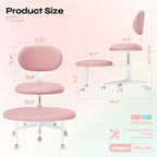 Chaise ergonomique en croix avec roulettes, chaise de bureau sans accoudoirs pour petits espaces, soutien dorsal amélioré, hauteur réglable
