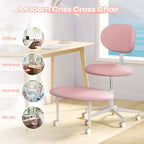 Chaise ergonomique en croix avec roulettes, chaise de bureau sans accoudoirs pour petits espaces, soutien dorsal amélioré, hauteur réglable