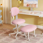 Chaise ergonomique en croix avec roulettes, chaise de bureau sans accoudoirs pour petits espaces, soutien dorsal amélioré, hauteur réglable
