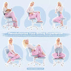 Chaise ergonomique en croix avec roulettes, chaise de bureau sans accoudoirs pour petits espaces, soutien dorsal amélioré, hauteur réglable