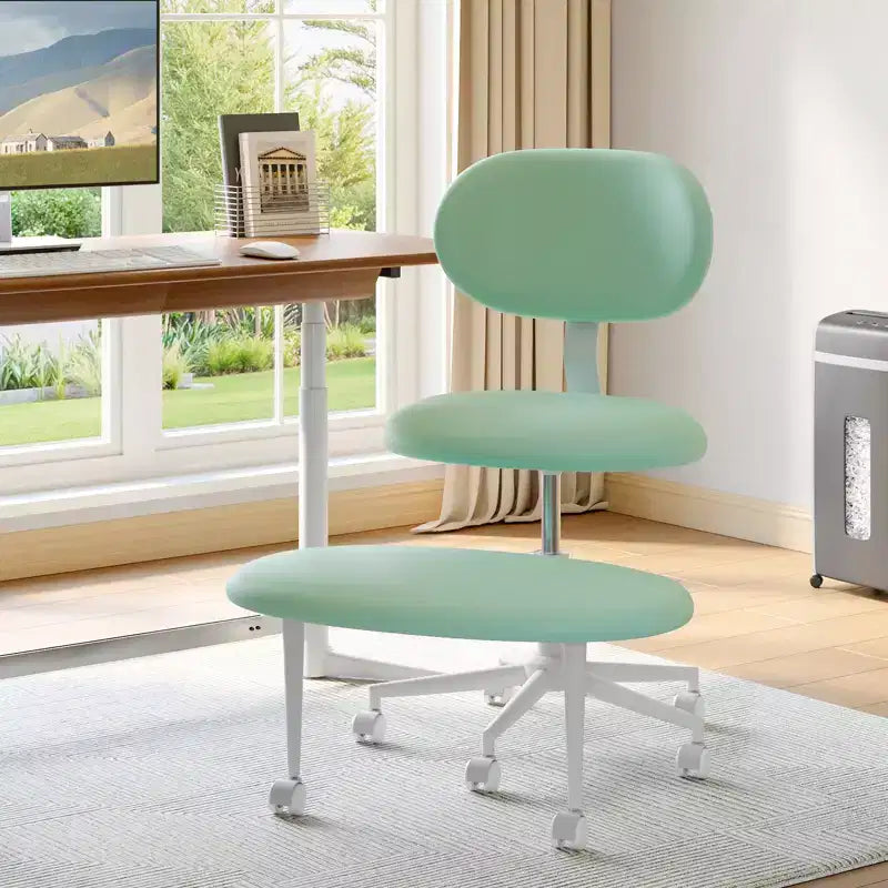 Chaise ergonomique en croix avec roulettes, chaise de bureau sans accoudoirs pour petits espaces, soutien dorsal amélioré, hauteur réglable