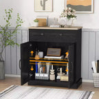 Meuble de Rangement avec 2 Portes et Tiroir, Buffet de Cuisine Moderne avec Étagère Réglable, Table Buffet Bar à Café en Bois pour Salon